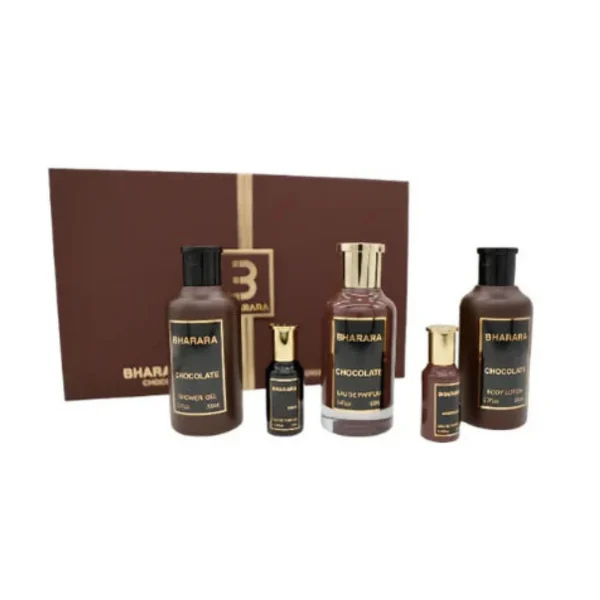 SET BHARARA CHOCOLATE UNISEX ( 5 PC ) 3.4 OZ EDP SP / 6.7 OZ BL / 6.7 OZ SG /0.34 OZ EDP X 2