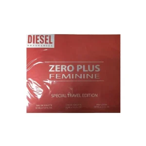 SET TRAVEL DIESEL ZERO PLUS RED WOMEN ( 3 PC ) 2.5 OZ EDT SP / 3.4 OZ BL/ 1.0 OZ PLUS PLUS EDT SP